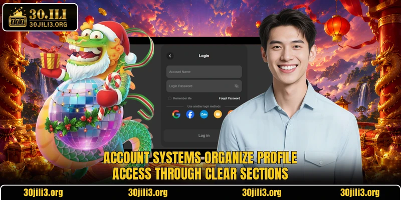 Account systems organize profile access through clear sections
