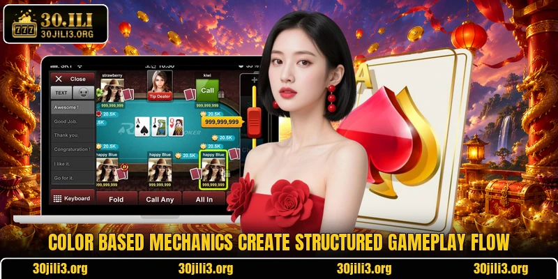 Color based mechanics create structured gameplay flow