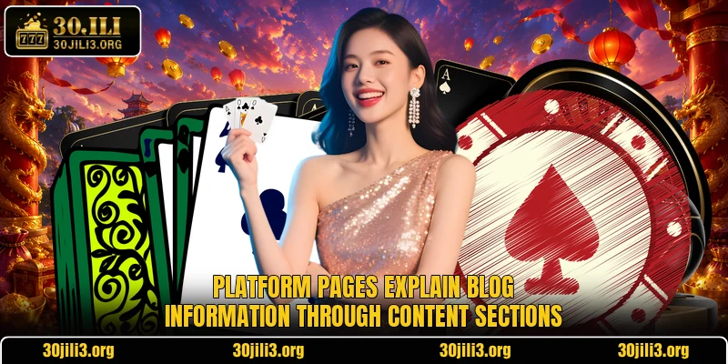 Platform pages explain blog information through content sections