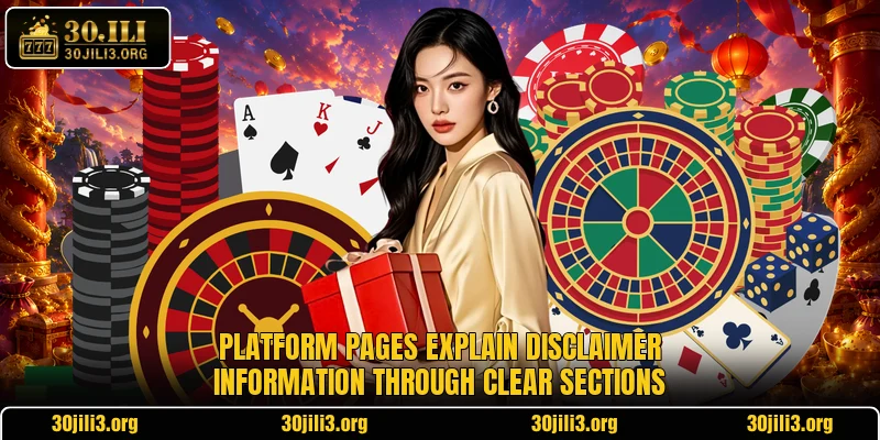 Platform pages explain Disclaimer information through clear sections