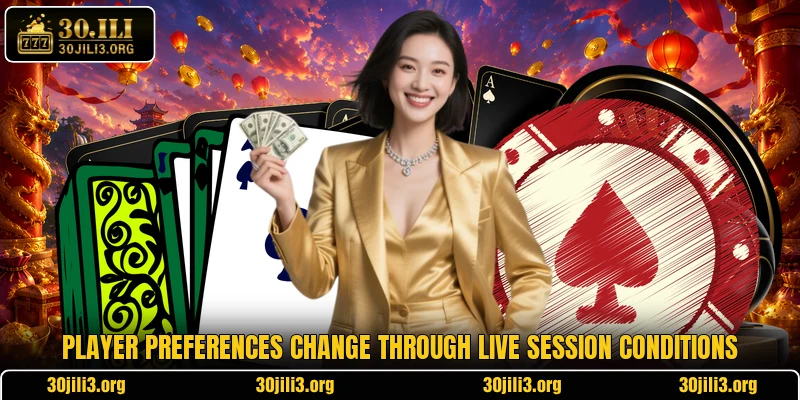 Player preferences change through live session conditions