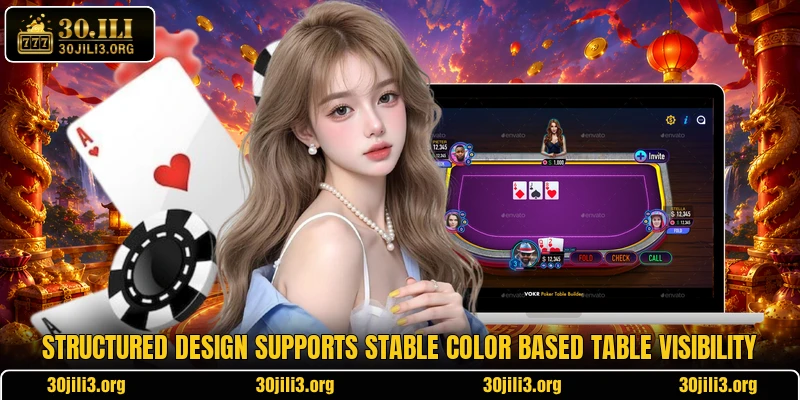 Structured design supports stable color based table visibility