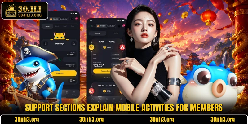 Support sections explain mobile activities for members