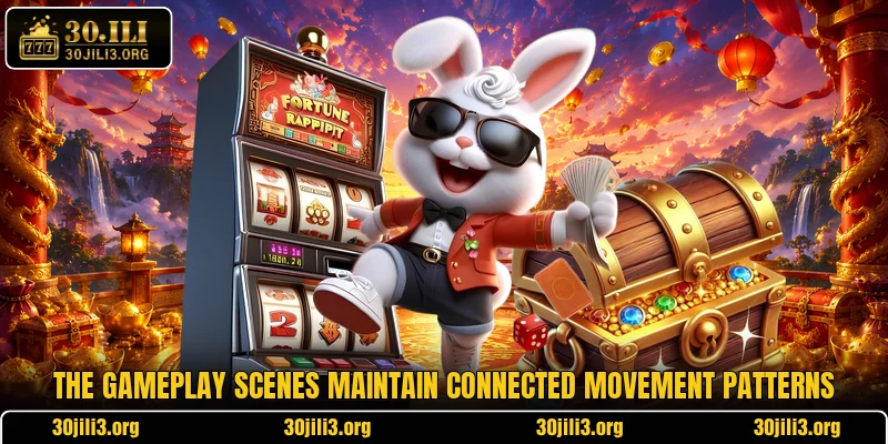 The gameplay scenes maintain connected movement patterns